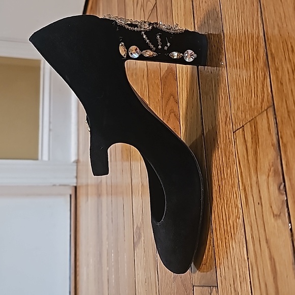 DOLCE & GABBANA Velvet Suede Crystal Embellishments Mary Jane Pumps  38.5 - Picture 15 of 16